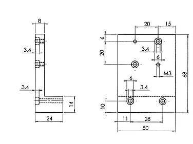 PI M-009.10 Z-Axis Mounting Bracket Drawing