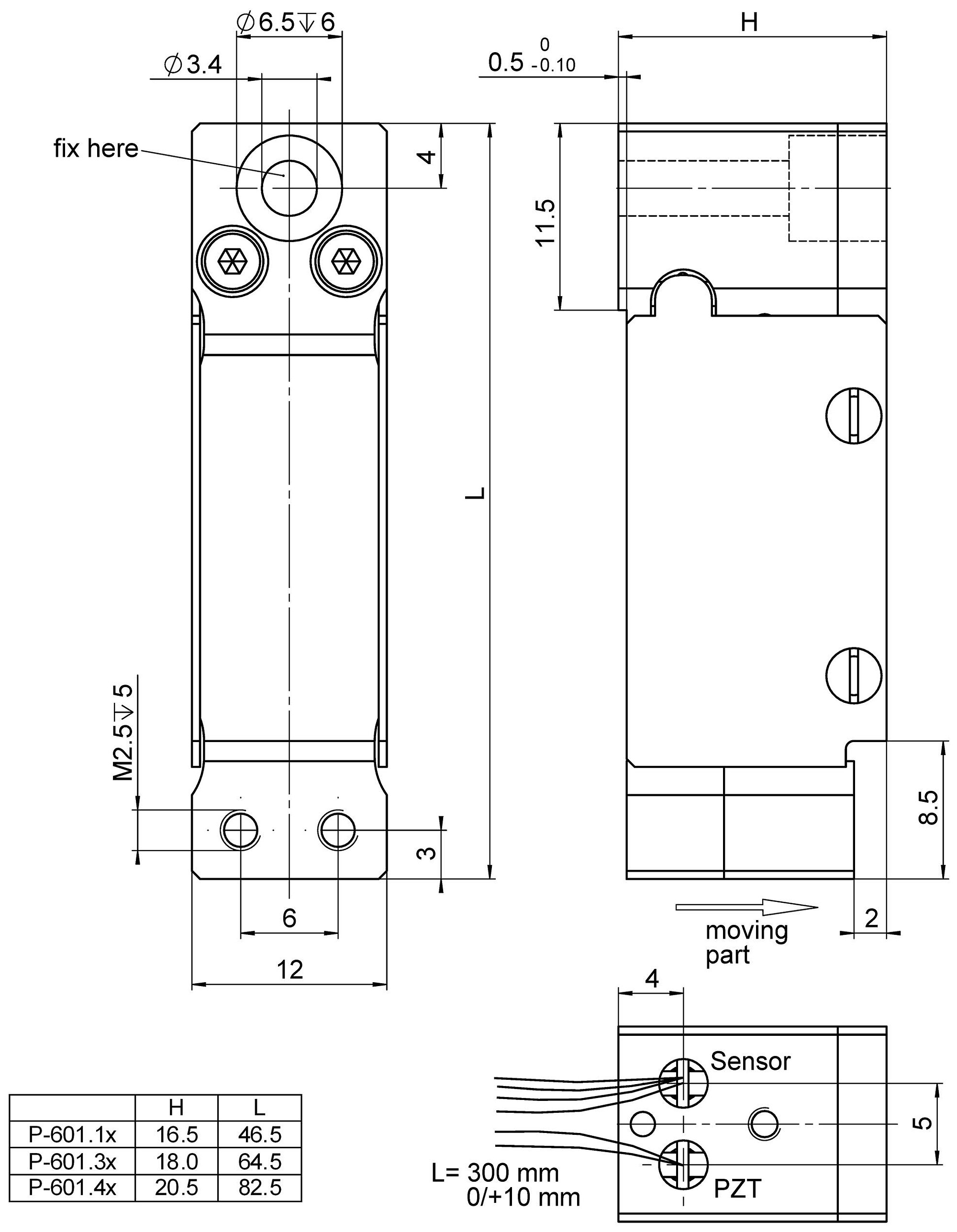 P-601 PiezoMove Linear Actuator with Guides